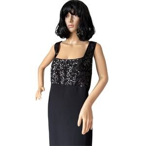 Tahari Arthur S. Levine Black Sequin Sleeveless Square Neckline dress size 20W